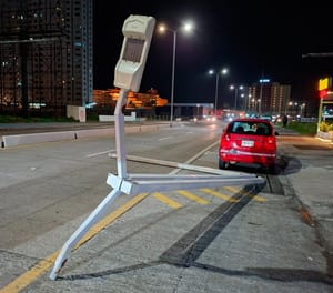 ¡SE IMPACTÓ CONTRA LUMINARIA QUE SE DESPLOMÓ!