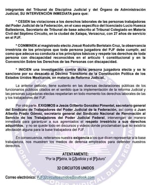 ¡DENUNCIAN A MAGISTRADO POR VIOLAR DERECHOS LABORALES DE DISCAPACITADO!