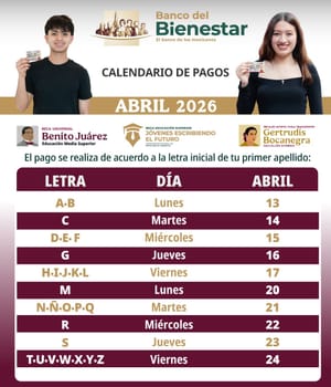 ¡ESTAS SON LAS FECHAS DE PAGO PARA BECAS DEL BIENESTAR DE ABRIL 2026!