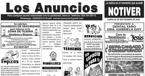 ...LOS ANUNCIOS, AVISOS Y DEMÁS! - LUNES, 25 DE SEPTIEMBRE 2023