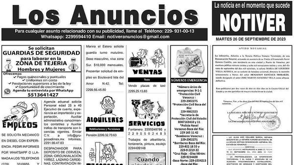 ...LOS ANUNCIOS, AVISOS Y DEMÁS! - MARTES, 26 DE SEPTIEMBRE 2023