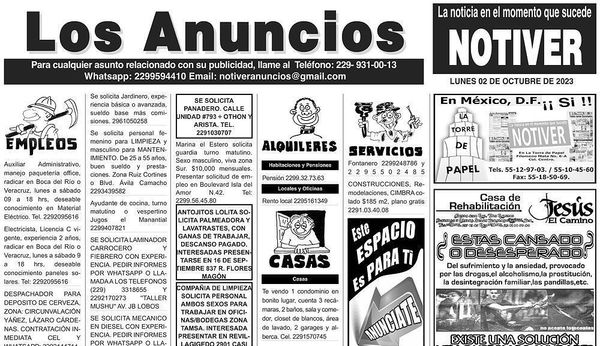 ...LOS ANUNCIOS, AVISOS Y DEMÁS! - LUNES, 2 DE OCTUBRE 2023