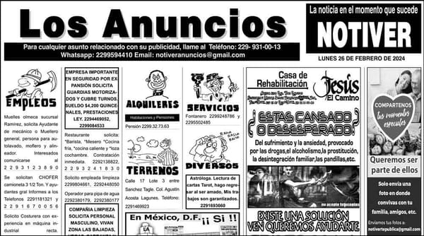 ...LOS ANUNCIOS, AVISOS Y DEMÁS! - LUNES, 26 DE FEBRERO 2024