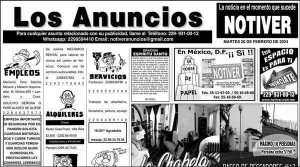 ...LOS ANUNCIOS, AVISOS Y DEMÁS! - MARTES, 20 DE FEBRERO 2024