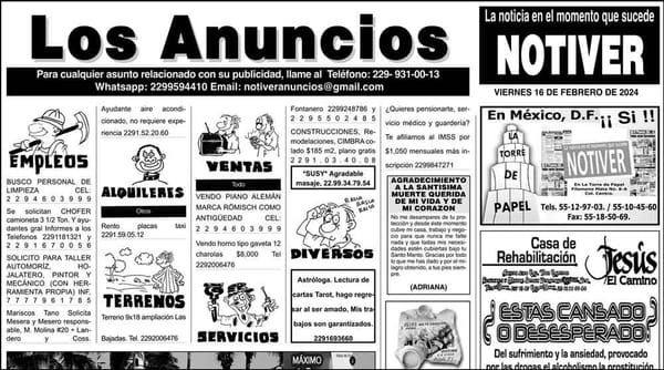 ...LOS ANUNCIOS, AVISOS Y DEMÁS! - VIERNES, 16 DE FEBRERO 2024