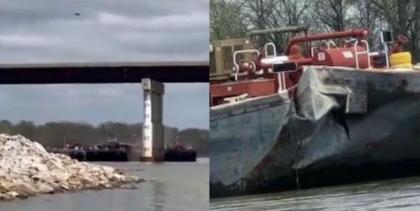 ¡BARCAZA CHOCA CONTRA PUENTE EN OKLAHOMA!