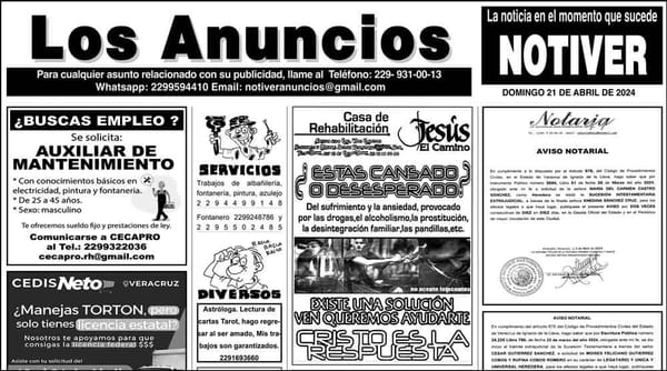 ...LOS ANUNCIOS, AVISOS Y DEMÁS! - DOMINGO, 21 DE ABRIL 2024