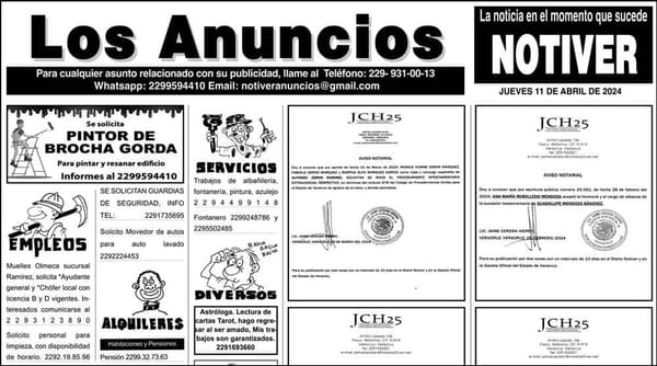 ...LOS ANUNCIOS, AVISOS Y DEMÁS! - JUEVES, 11 DE ABRIL 2024