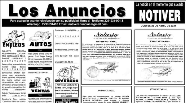 ...LOS ANUNCIOS, AVISOS Y DEMÁS! - JUEVES, 25 DE ABRIL 2024