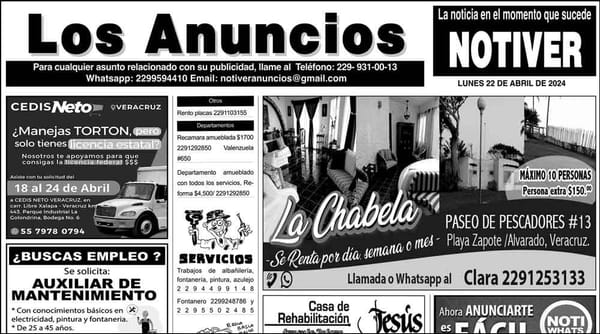 ...LOS ANUNCIOS, AVISOS Y DEMÁS! - LUNES, 22 DE ABRIL 2024