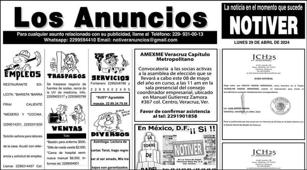 ...LOS ANUNCIOS, AVISOS Y DEMÁS! - LUNES, 29 DE ABRIL 2024