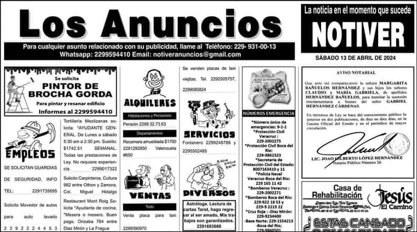 ...LOS ANUNCIOS, AVISOS Y DEMÁS! - SÁBADO, 13 DE ABRIL 2024