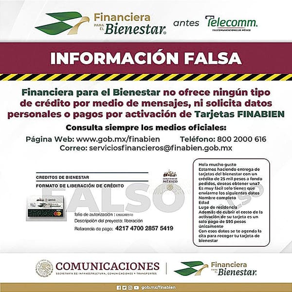 ¡ALERTA FINANCIERA PARA EL BIENESTAR VERACRUZ SOBRE FRAUDE CON CRÉDITOS A FONDO PERDIDO!