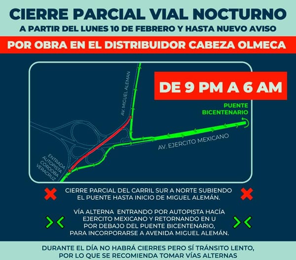 ¡CIERRAN HOY EL DISTRIBUIDOR CABEZA OLMECA! - * Por obras de mantenimiento