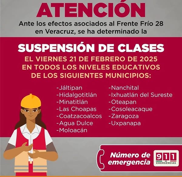 ¡SIN CLASES! - *Son 13 municipios del sur de Veracruz