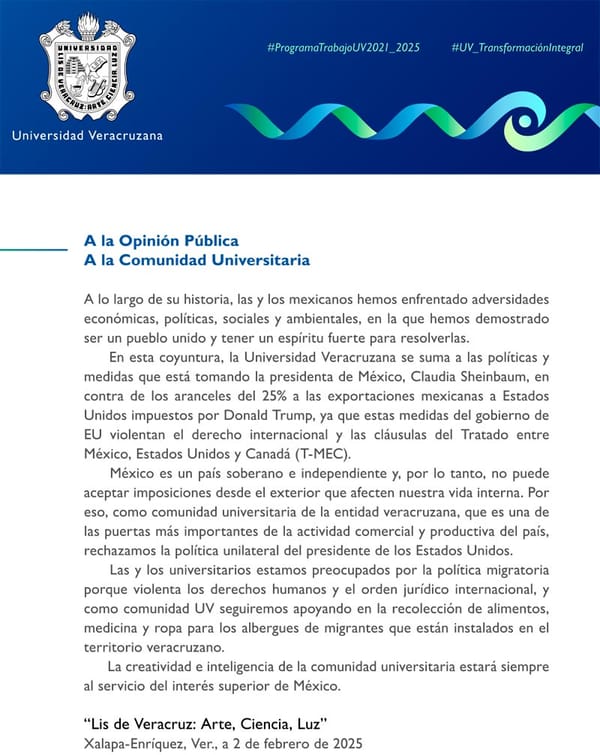 ¡UNIVERSITARIOS REPRUEBAN COMUNICADO DE RESPALDO DE LA UV PARA CLAUDIA!