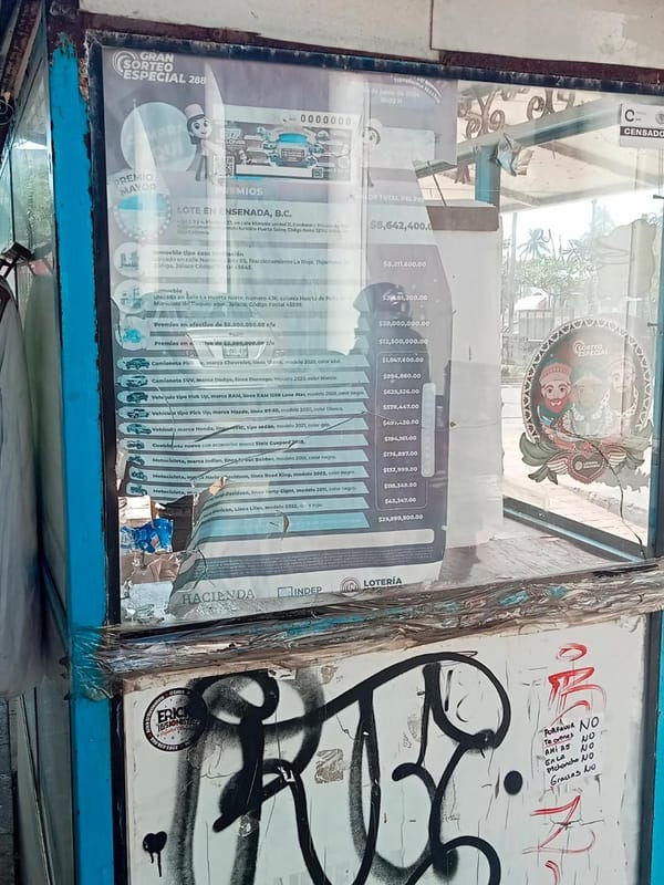 VANDALOS HACEN PINTAS Y ROMPEN CRISTALES EN EL  EXPENDIO DE LA LOTERÍA NACIONAL...