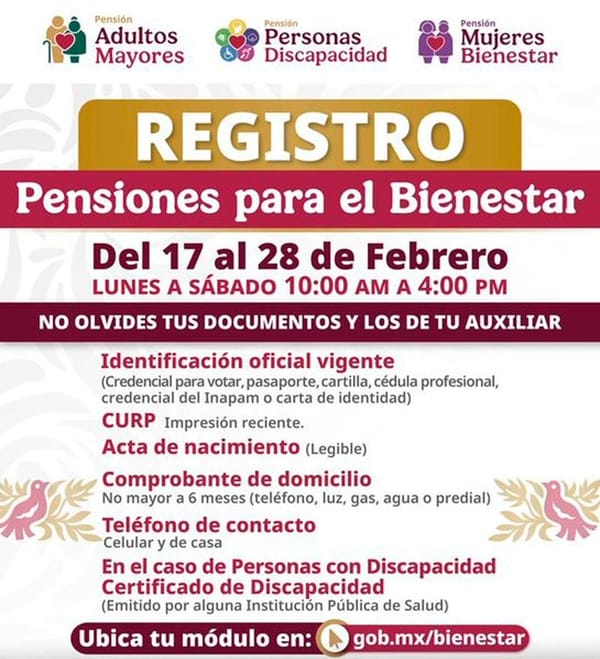 ¡REQUISITOS PARA REGISTRARTE EN LA PENSIÓN DEL ADULTO MAYOR, DISCAPACIDAD Y MUJERES BIENESTAR!