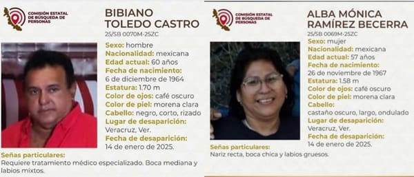 ¡BUSCAN A MATRIMONIO QUE DESAPARECIÓ EN VERACRUZ!