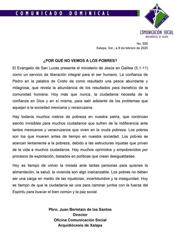 ¡NO VEN A LOS POBRES! - IGLESIA CATÓLICA