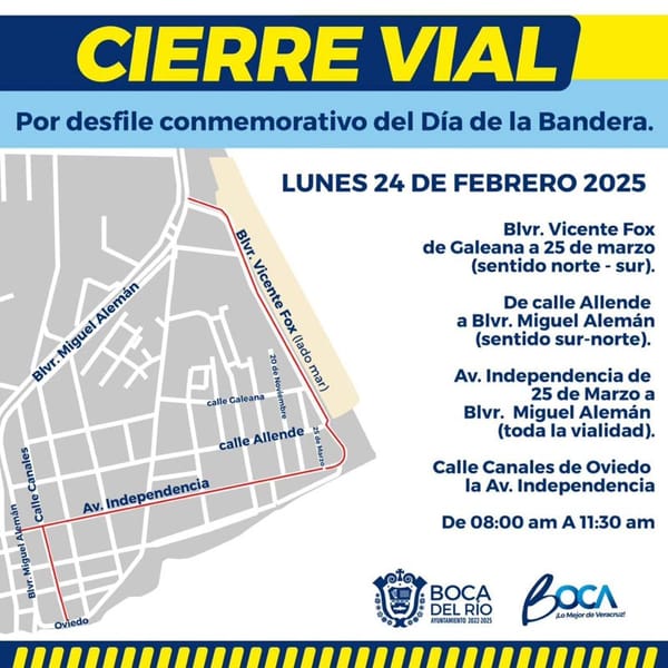 ¡CIERRES VIALES! - *Por evento deportivo y Día de la Bandera