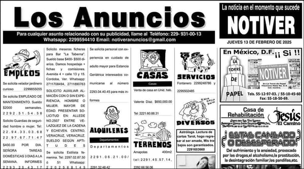 ...LOS ANUNCIOS, AVISOS Y DEMÁS! - JUEVES, 13 DE FEBRERO 2025