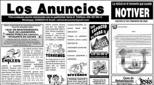 ...LOS ANUNCIOS, AVISOS Y DEMÁS! - JUEVES, 27 DE FEBRERO 2025