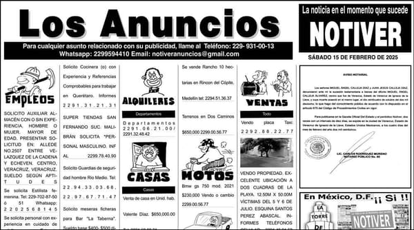 ...LOS ANUNCIOS, AVISOS Y DEMÁS! - SÁBADO, 15 DE FEBRERO 2025