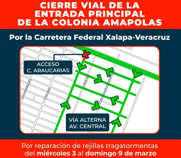 ¡CIERRE VIAL EN LA ENTRADA A LAS AMAPOLAS!