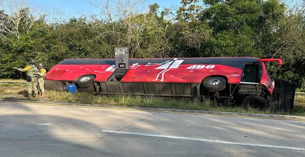 ¡VOLCADURA MORTAL! - UNA MUJER MUERTA Y DIEZ PASAJEROS RESULTARON HERIDOS, EL CHOFER SE DIO A LA FUGA