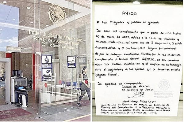 ¡LES FALTA DE TODO A JUZGADOS FEDERALES!