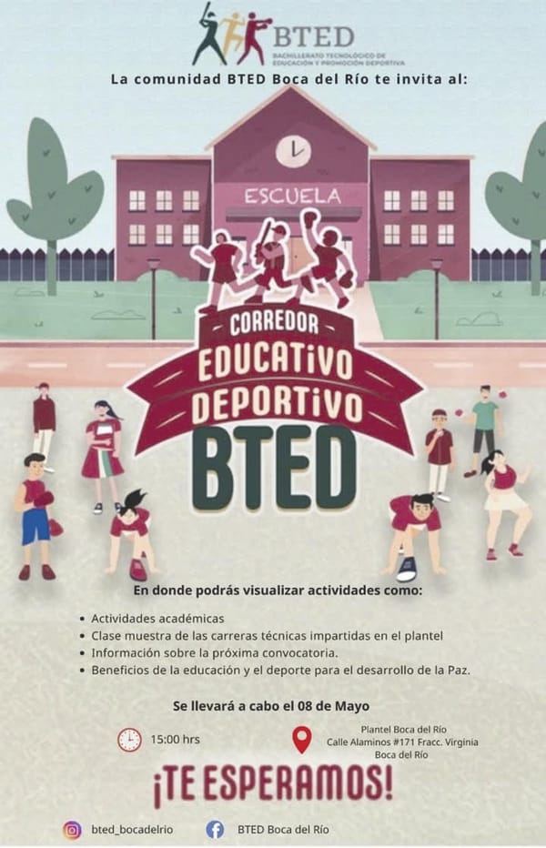 ¡EL BTED INVITA AL CORREDOR EDUCATIVO-DEPORTIVO!