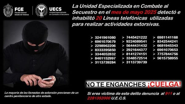 ¡INHABILITAN 20 LÍNEAS DE EXTORSIÓN! - *Delito con auge en Veracruz