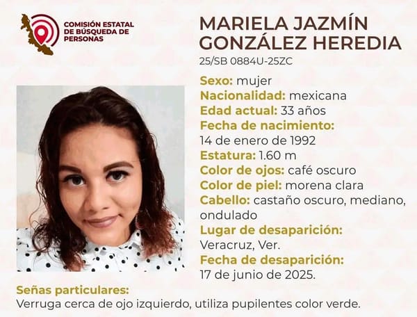 ¡MARIELA JAZMÍN DESAPARECIÓ EN EL PUERTO DE VERACRUZ!