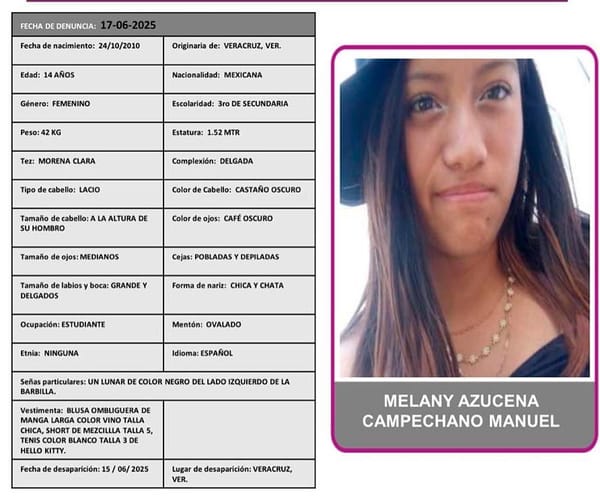 ¡DESAPARECE MELANY AZUCENA DE 14 AÑOS!
