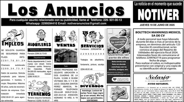 ...LOS ANUNCIOS, AVISOS Y DEMÁS! - JUEVES, 19 DE JUNIO 2025