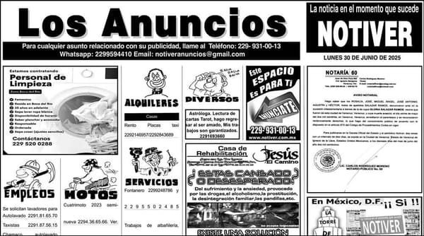 ...LOS ANUNCIOS, AVISOS Y DEMÁS! - LUNES, 30 DE JUNIO 2025