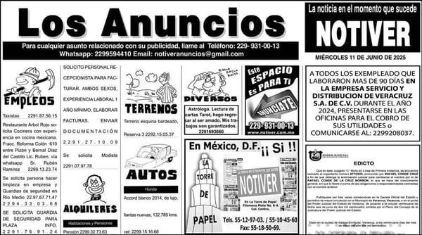 ...LOS ANUNCIOS, AVISOS Y DEMÁS! - MIÉRCOLES, 11 DE JUNIO 2025