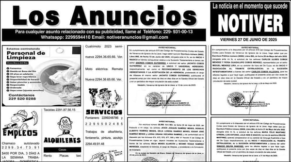 ...LOS ANUNCIOS, AVISOS Y DEMÁS! - VIERNES, 27 DE JUNIO 2025