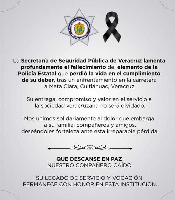 ¡EN CUMPLIMIENTO DE SU DEBER! - *Confirma la SSP fallecimiento de un elemento...