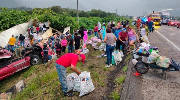¡RAPIÑEROS SAQUEAN TRÁILER VOLCADO EN LA AUTOPISTA!