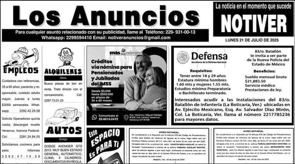 ...LOS ANUNCIOS, AVISOS Y DEMÁS! - LUNES, 21 DE JULIO 2025