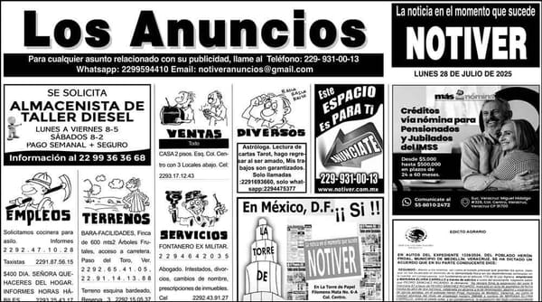 ...LOS ANUNCIOS, AVISOS Y DEMÁS! - LUNES, 28 DE JULIO 2025