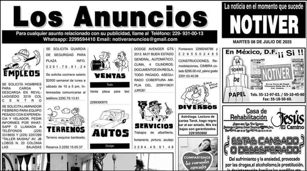 ...LOS ANUNCIOS, AVISOS Y DEMÁS! - MARTES, 8 DE JULIO 2025