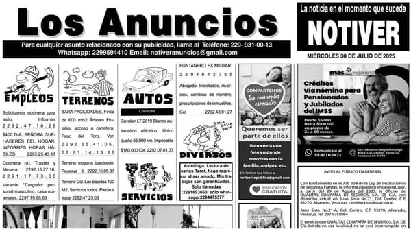 ...LOS ANUNCIOS, AVISOS Y DEMÁS! - MIÉRCOLES, 30 DE JULIO 2025