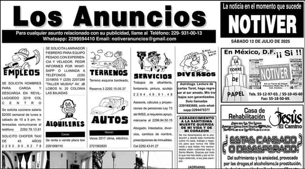 ...LOS ANUNCIOS, AVISOS Y DEMÁS! - SÁBADO, 12 DE JULIO 2025