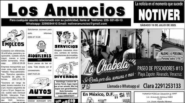 ...LOS ANUNCIOS, AVISOS Y DEMÁS! - SÁBADO, 19 DE JULIO 2025