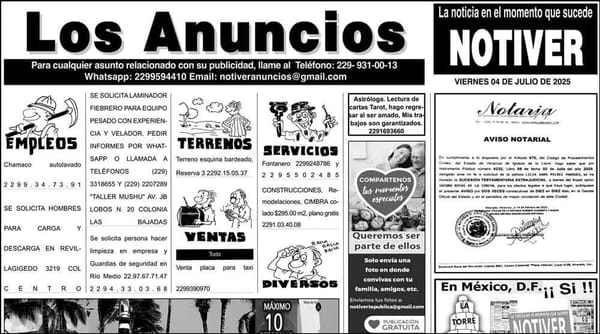...LOS ANUNCIOS, AVISOS Y DEMÁS! - VIERNES, 4 DE JULIO 2025