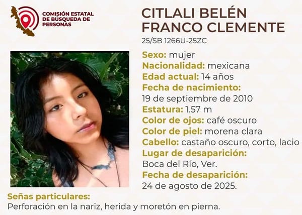 ¡DESAPARECIÓ CITLALI BELÉN EN BOCA DEL RÍO!