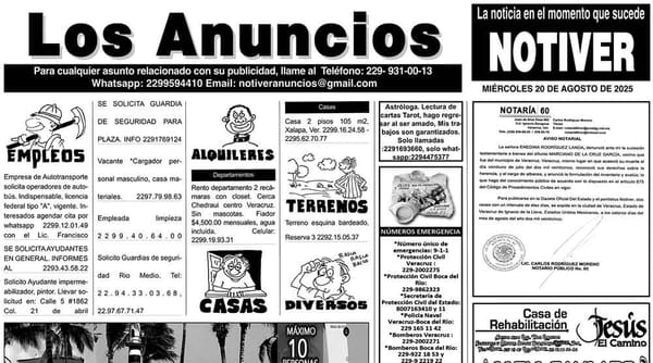 ...LOS ANUNCIOS, AVISOS Y DEMÁS! - MIÉRCOLES, 20 DE AGOSTO 2025